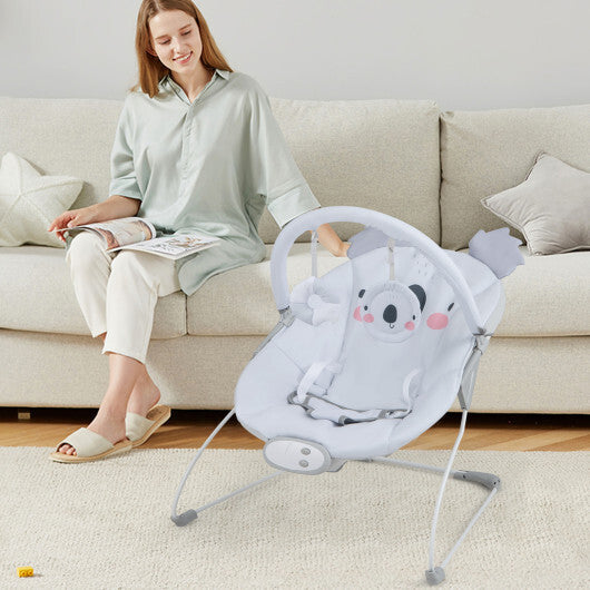 Portable Baby Bouncer Infant Rocker Seat with Detachable Toy Bar-Gray W2B