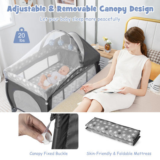 4 in 1 Portable Baby Nursery Center with Net and Music Box-Multicolor W2B