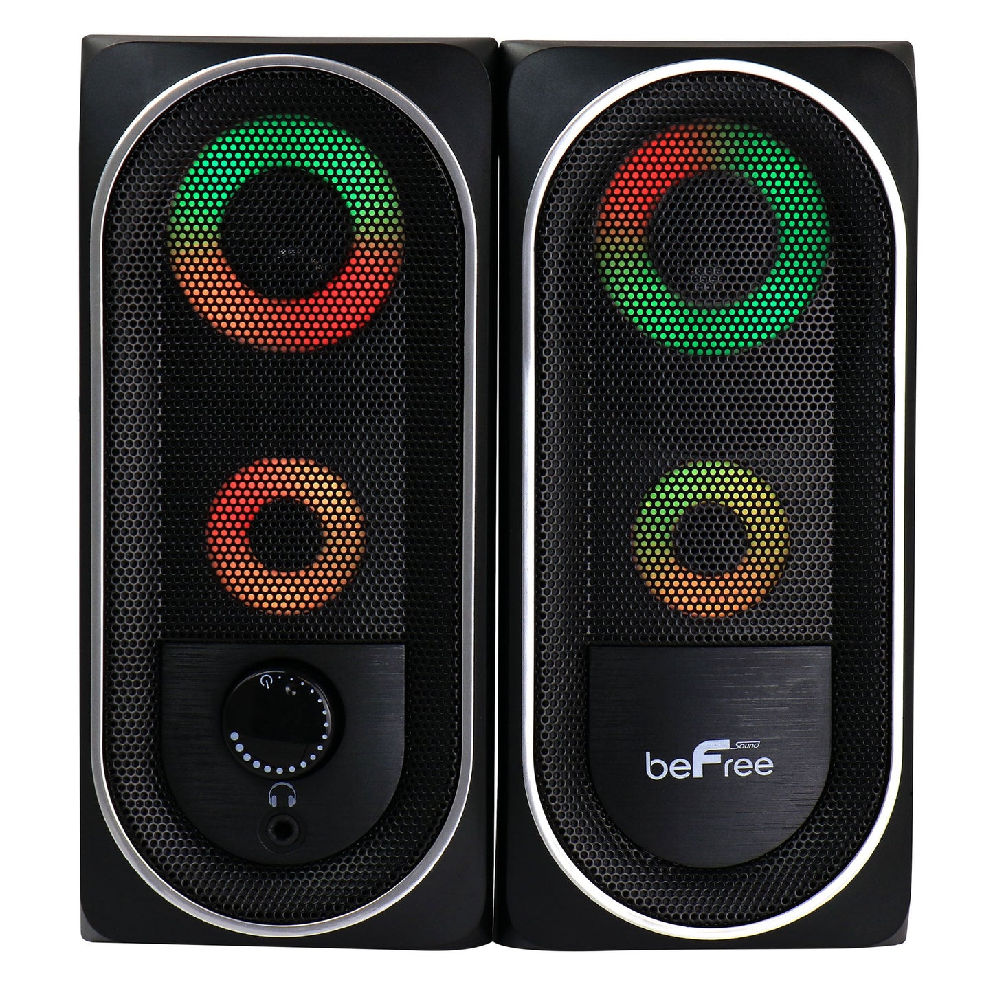 beFree Sound 2.0 Computer Gaming Speakers with LED RGB Lights W2B
