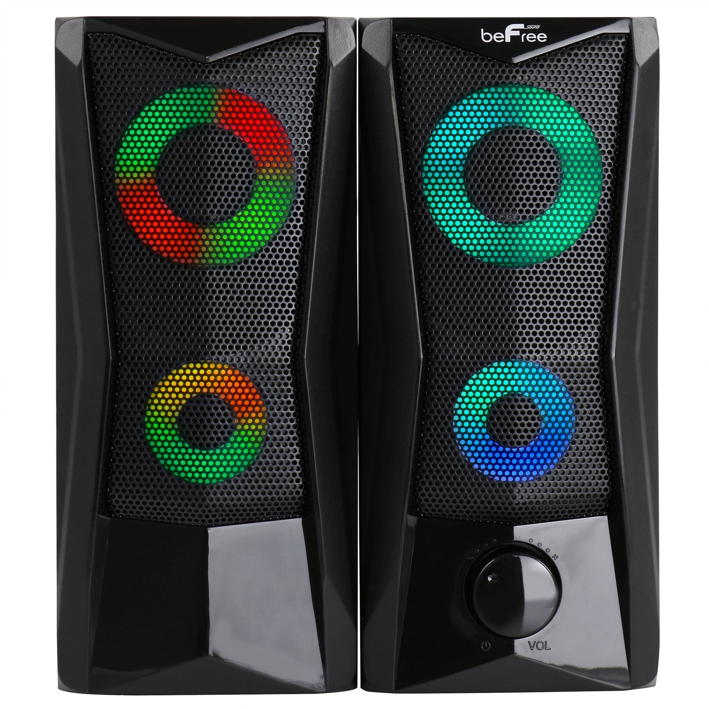 beFree Sound Computer Gaming Speakers with Color LED RGB Lights W2B