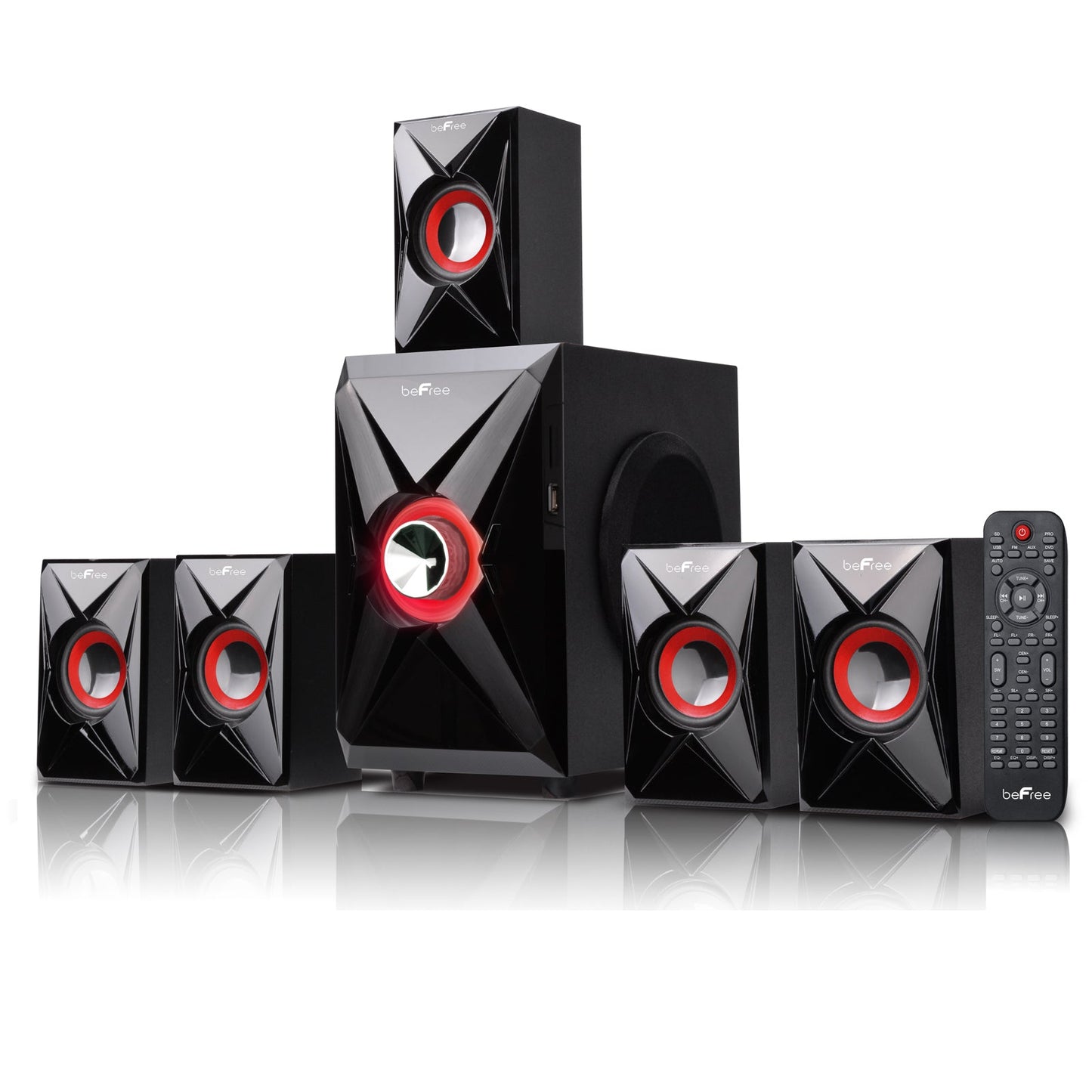 beFree Sound 5.1 Channel Bluetooth Surround Sound Speaker System in Orange W2B