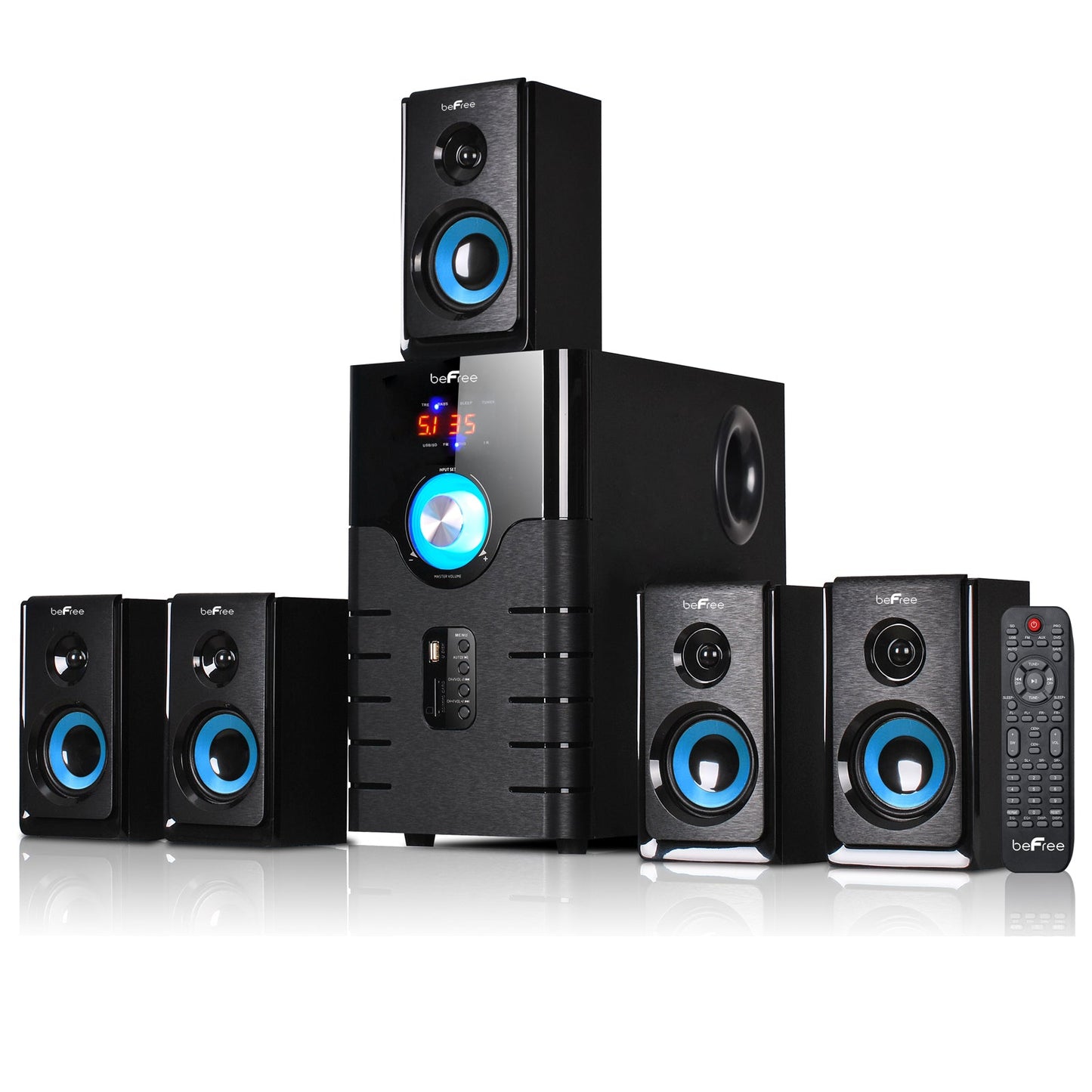 beFree Sound 5.1 Channel Bluetooth Surround Sound Speaker System in Blue W2B