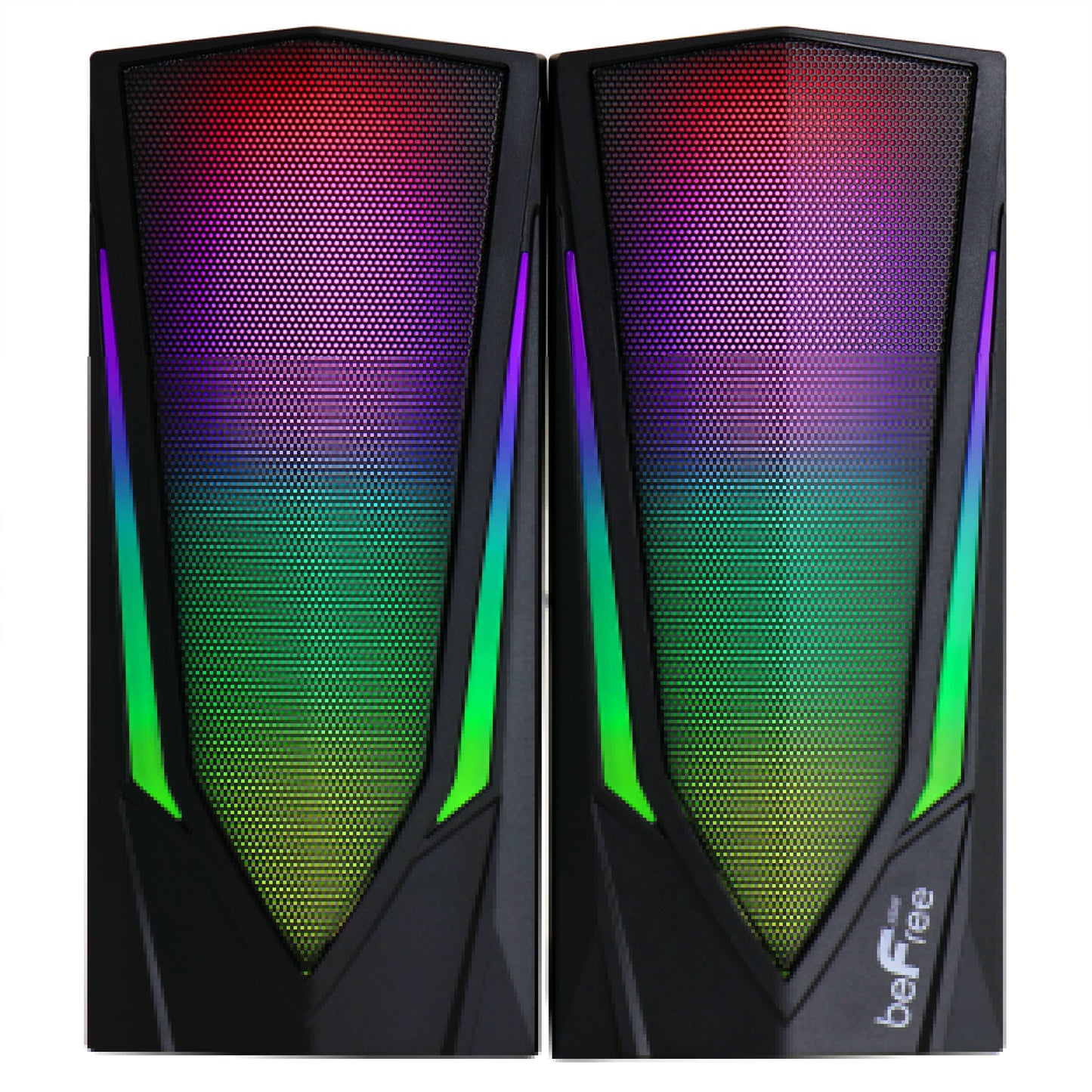 beFree Sound 2.0 Computer Gaming Speakers with LED RGB Lights W2B