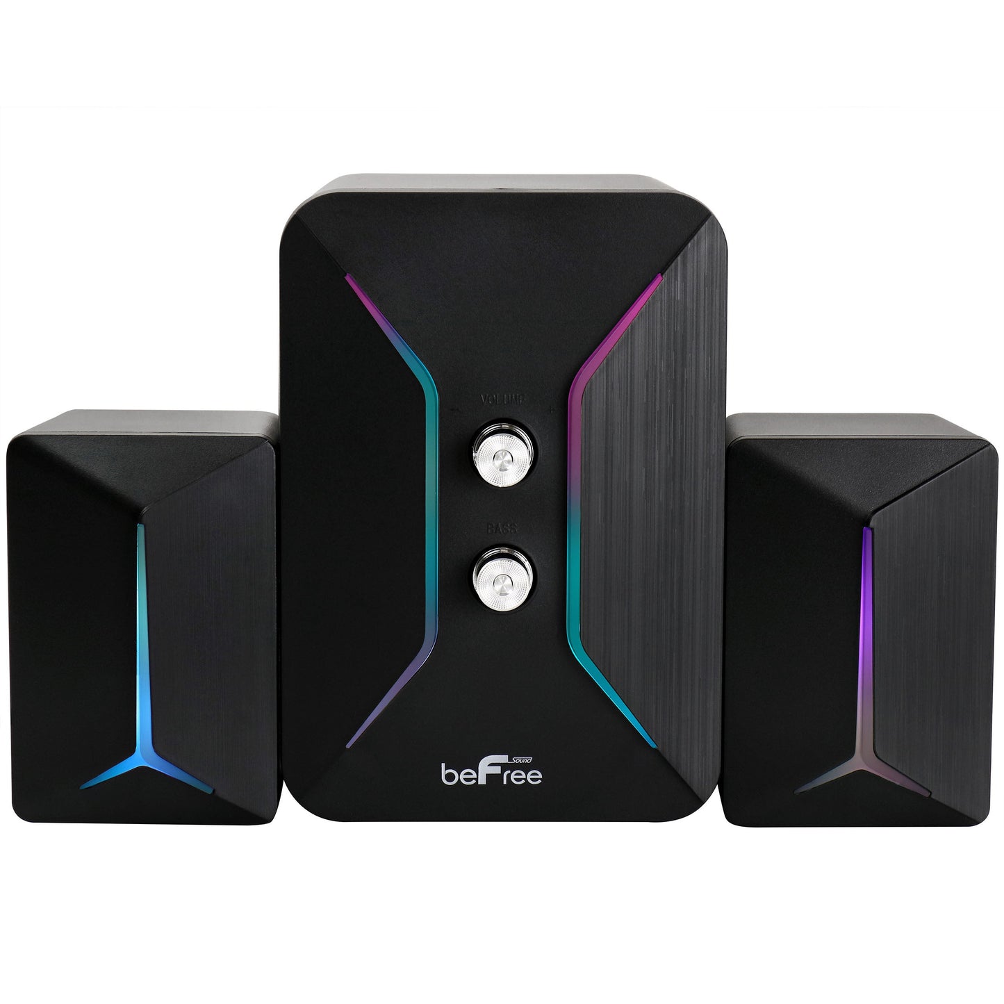 beFree Sound Computer Gaming 2.1 Speaker System with Color LED Lights W2B