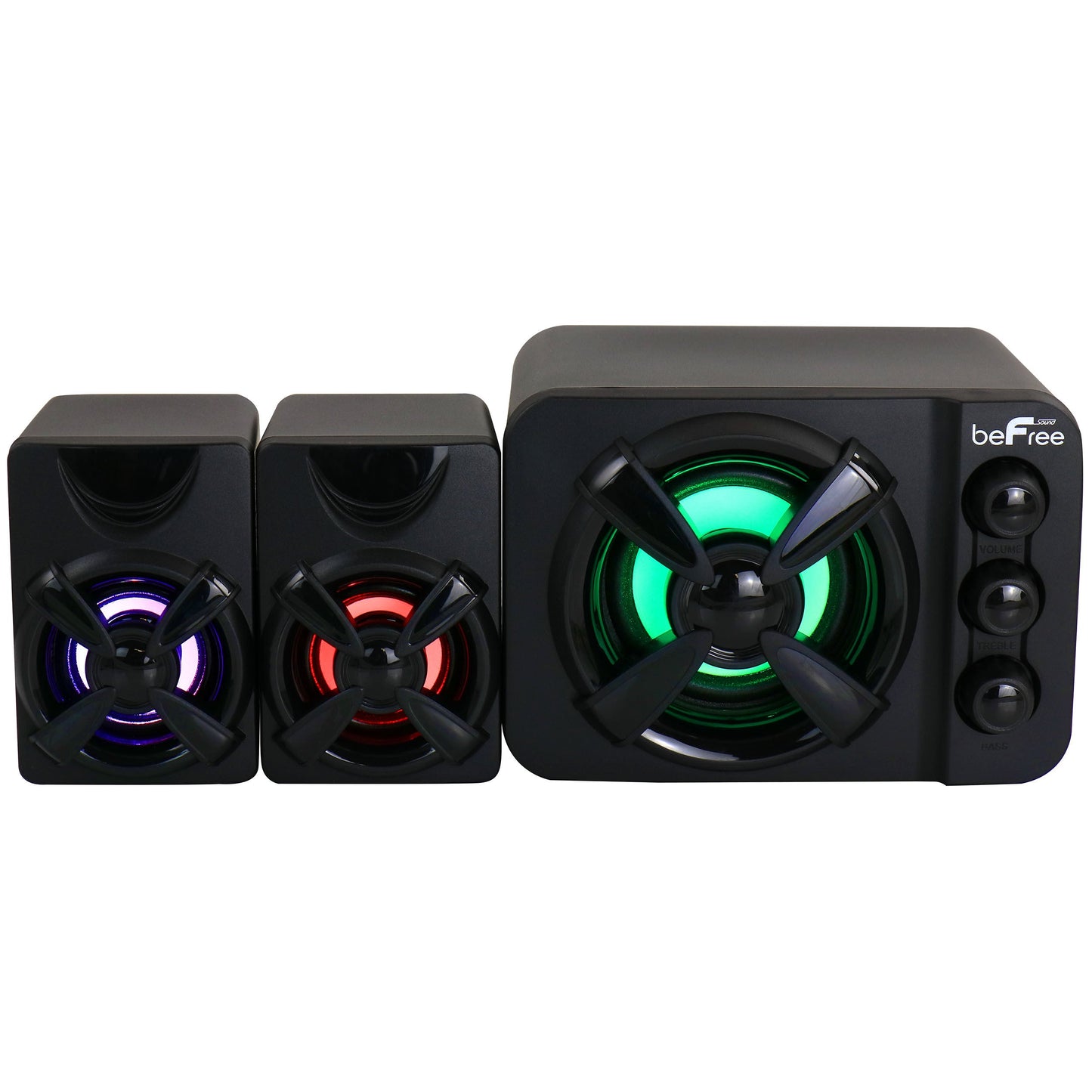 beFree Sound Color LED 2.1 Gaming Speaker System W2B