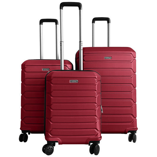 3-Piece Hardside Luggage Set Lightweight Hardside Suitcases with 8-Spinner Wheels-Blue W2B