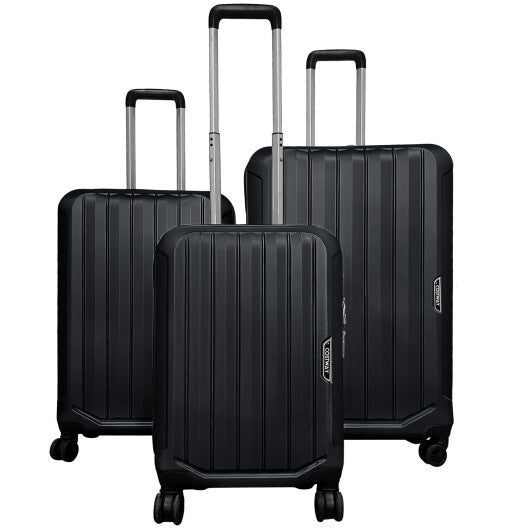 3-Piece Hardside Luggage Set (20/24/28 Inch) Lightweight with 3-Digital Lock-Blue W2B