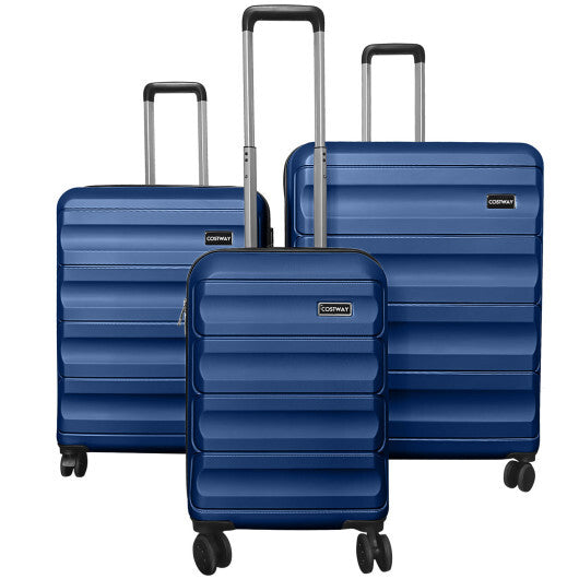 3-Piece Hardside Luggage Set 20/24/28 Inch Lightweight Hardside Suitcases-Gray W2B