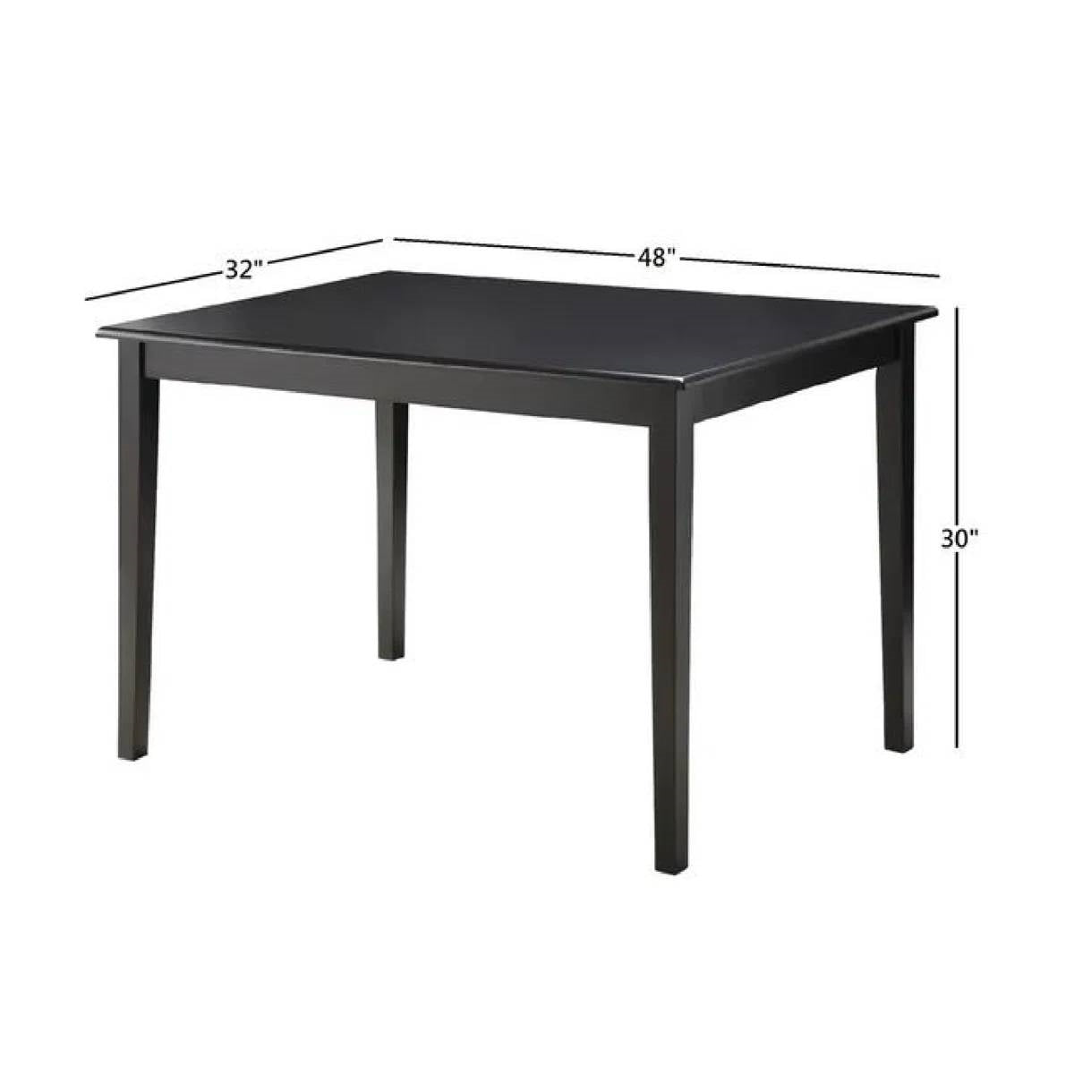 Farmhouse 32 x 48 inch Dining Table in Black Wood Finish-4