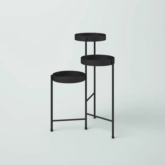 Modern Black Metal 3-Tier Flower Pot Plant Stand FastFurnishings