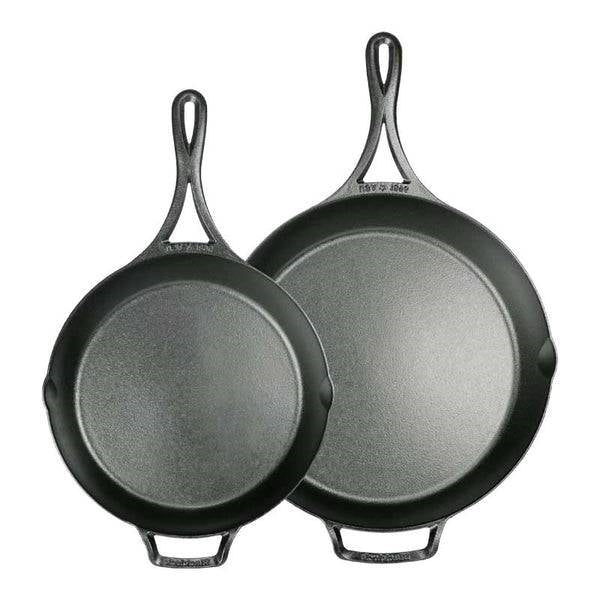 Black 2 Piece Lightweight Cast Iron Skillet Set - Made in USA FastFurnishings