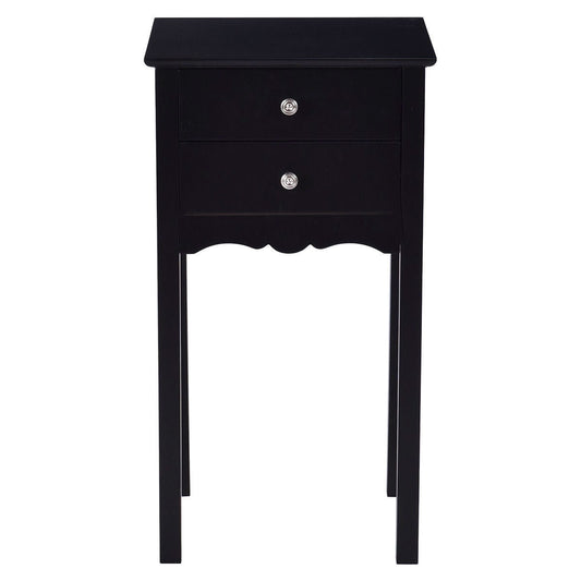 Elegant 2-Drawer End Table Nightstand Side Table in Black Wood Finish-1