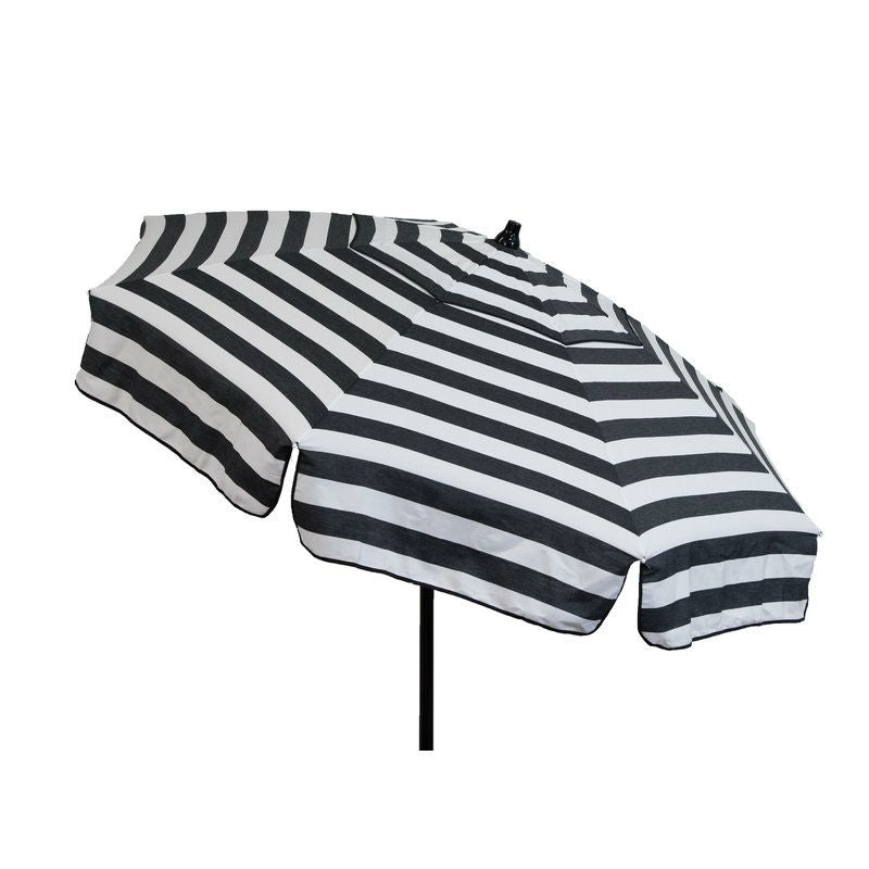 6 Foot Black White Stripe Drape Umbrella Manual Lift with Tilt FastFurnishings