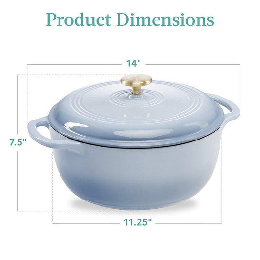 6 Quart Large Baby Blue Enamel Cast-Iron Dutch Oven Kitchen Cookware Unbranded