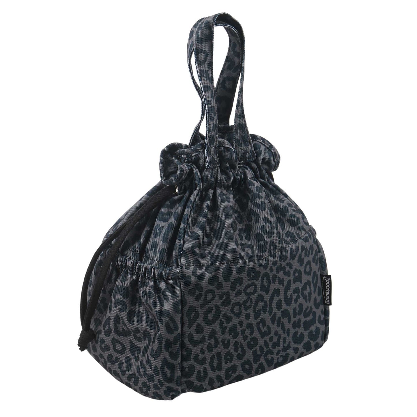 Brentwood Large 10L Insulated Canvas Lunch Tote Cooler Bag in Leopard Grey with 2 Pockets W2B