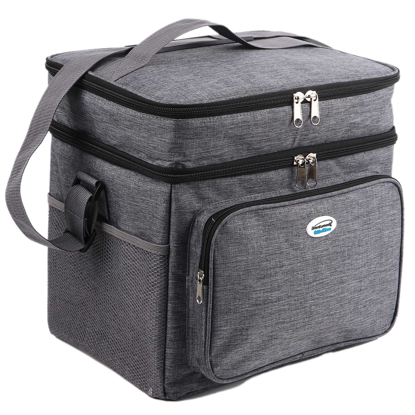 Brentwood Kool Zone 24-Can Insulated Cooler Bag in Gray with Hard Liner W2B