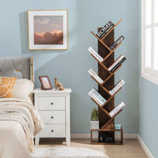 10-Tier Bookshelf with Drawer Free-standing Storage Bookcase-White W2B