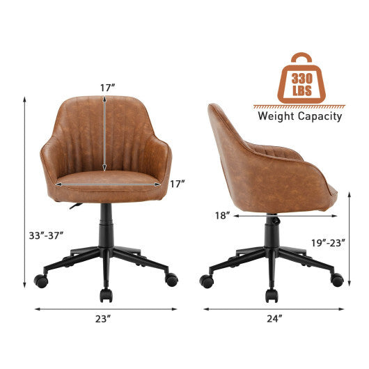 Modern Home Office Chair with Curved Backrest and Comfortable Armrests-Brown W2B