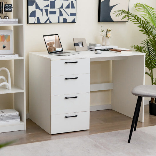 43.5 Inch Computer Desk with 4 Large Drawers-White W2B