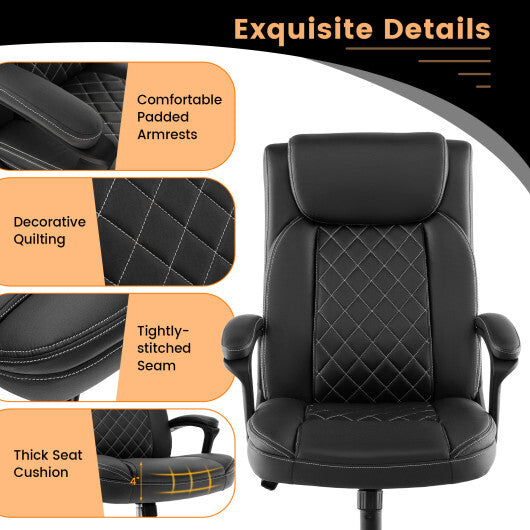 High Back Ergonomic Executive Chair with Thick Headrest Cushion-Black W2B