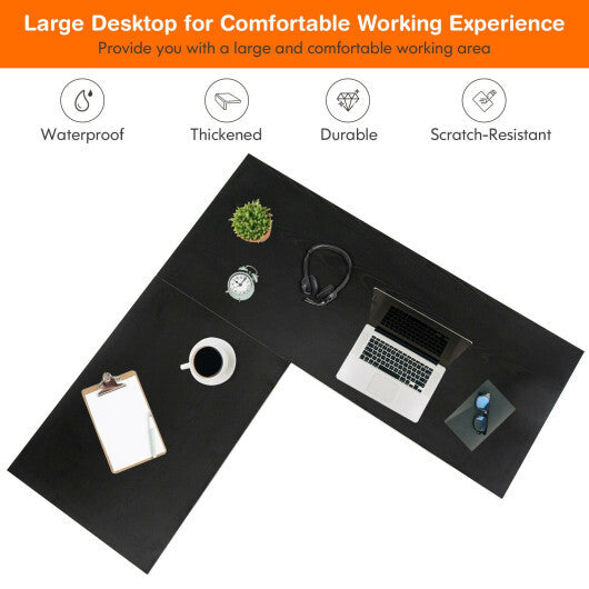 L Shaped Corner Computer Desk with Storage Shelves-Brown W2B
