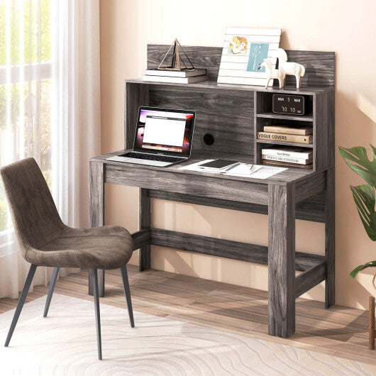 48 Inch Writing Computer Desk with Anti-Tipping Kits and Cable Management Hole-White W2B