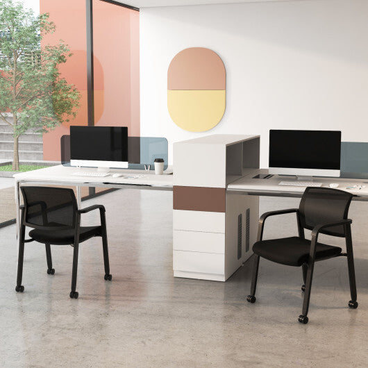 Set of 2 Stackable Reception Room Chairs with Padded Seat-Black