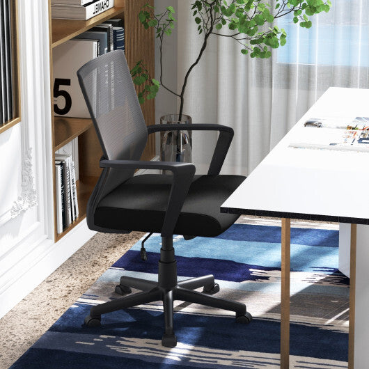 Ergonomic Desk Chair with Lumbar Support and Rocking Function-Black W2B