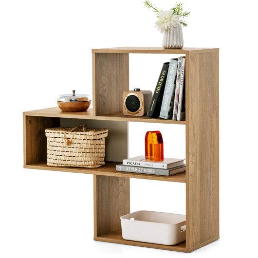 Convex Bookshelf 3-Shelf Open Bookcase Room Organizer with Anti-Toppling Device W2B