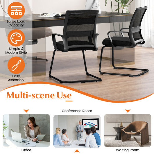 Office Guest Chair with Lumbar Support for Waiting Room-2 Pieces W2B