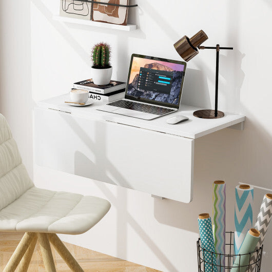 31.5 x 23.5 Inch Wall Mounted Folding Table for Small Spaces-White W2B