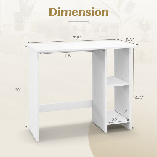 Small Computer Desk with Storage and Adjustable Shelf-White W2B