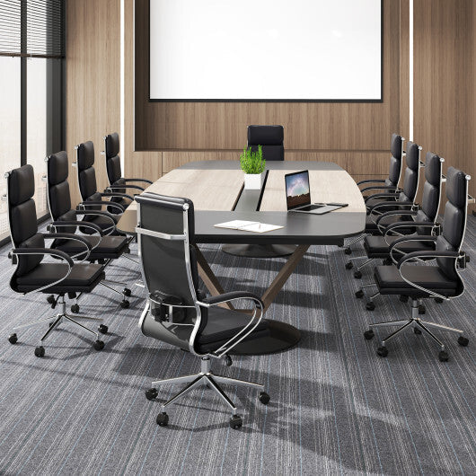 Ergonomic Leather Office Chair with Adjustable Height and Rocking Function-Black W2B