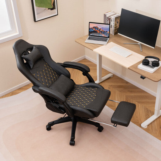 Ergonomic Video Game Computer Chair with Headrest and Lumbar Pillow-Black W2B