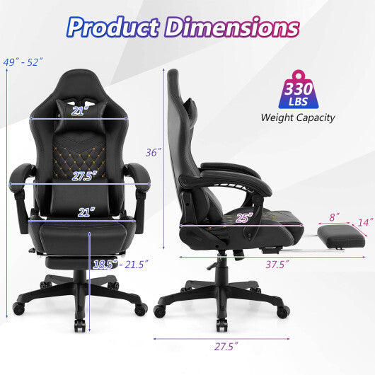 Ergonomic Video Game Computer Chair with Headrest and Lumbar Pillow-Black W2B