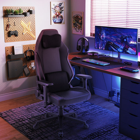 Ergonomic High Back Computer Chair with Magnetic Headrest and Lumbar Pillow-Black W2B