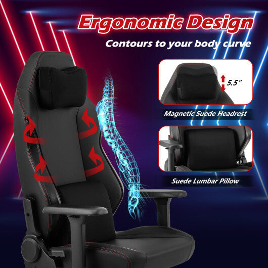 Ergonomic High Back Computer Chair with Magnetic Headrest and Lumbar Pillow-Black W2B