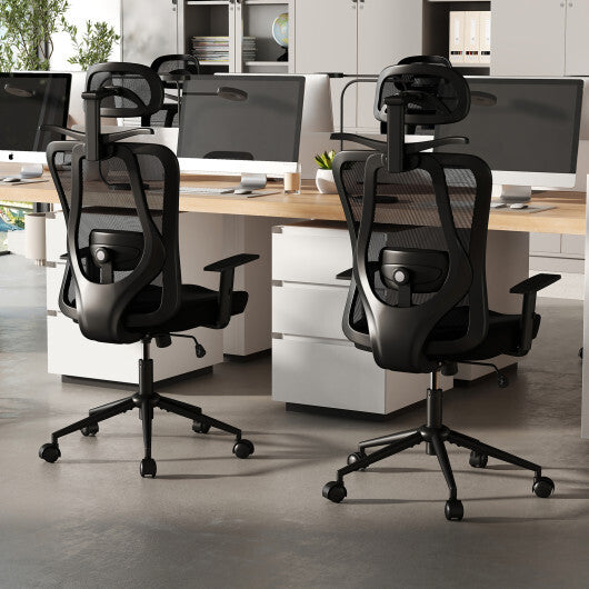 Ergonomic Office Chair with 3D Headrest and Reclining Backrest-Black W2B