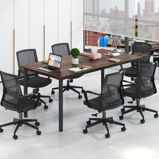 6 Feet Conference Room Table Large Meeting Table Rectangle Seats 8-10 People-Rustic Brown W2B