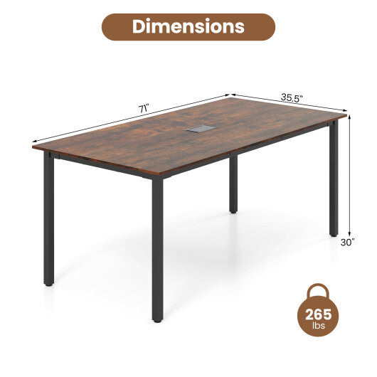 6 Feet Conference Room Table Large Meeting Table Rectangle Seats 8-10 People-Rustic Brown W2B