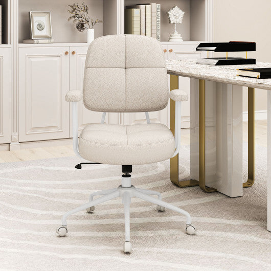Leathaire Upholstered Task Home Office Chair with Cushioned Back-Beige W2B