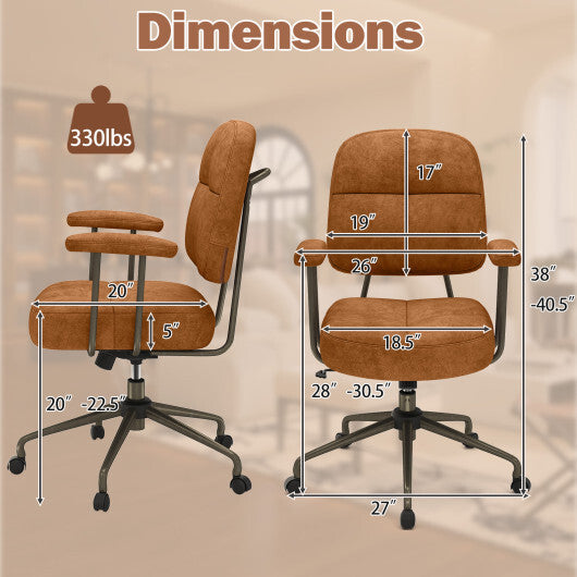 Leathaire Upholstered Task Home Office Chair with Cushioned Back-Beige W2B