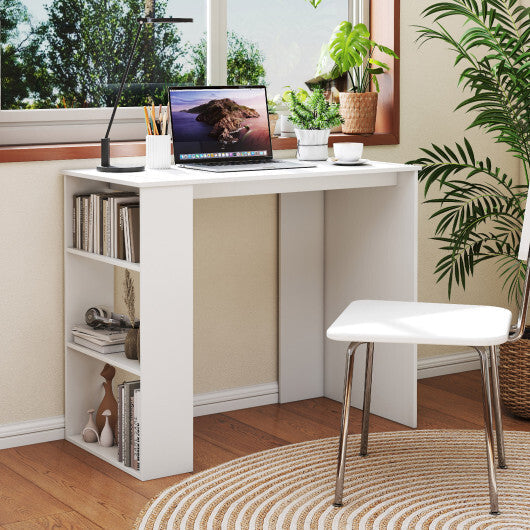 Computer Desk with Bookshelf for Small Space-White W2B