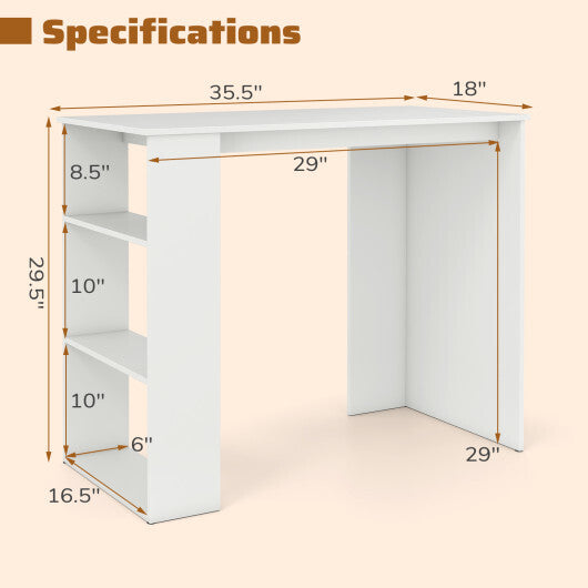 Computer Desk with Bookshelf for Small Space-White W2B