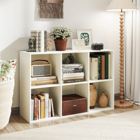 Modern 6-Cube Bookcase with Anti-tipping Kits for Bedroom Living Room-White W2B