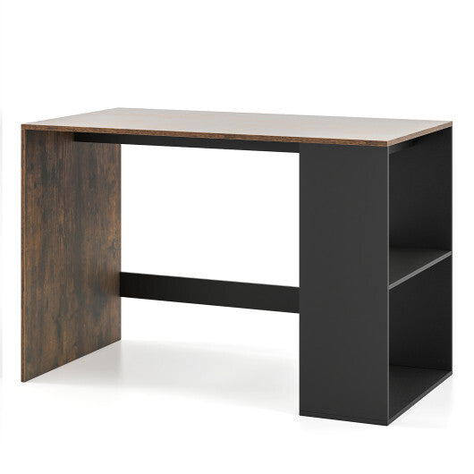 44 Inch Wooden Computer Desk with Bookshelf for Small Space-White and Natural W2B