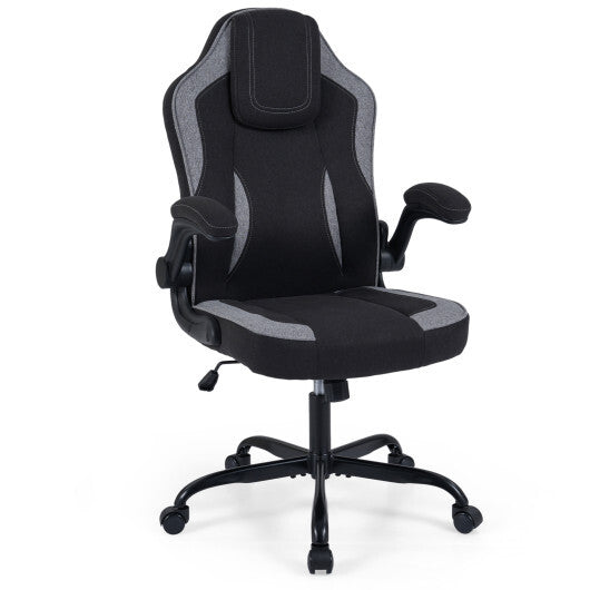 Ergonomic Computer Office Chair with 90 Flip-up Armrests-Gray W2B