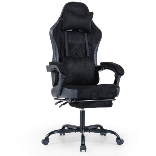Gaming Chair Height Adjustable Computer Chair with Headrest Lumbar Support Linkage Armrests-Black W2B