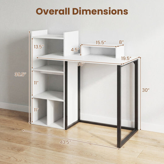 43.5" Computer Desk with Charging Station and Ergonomic Monitor Stand-White W2B