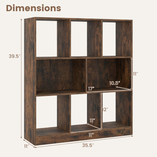 8-Cube Bookcase 3-Tier with 2-Sized Compartments and Anti-Tip Kits for Living Room-White W2B